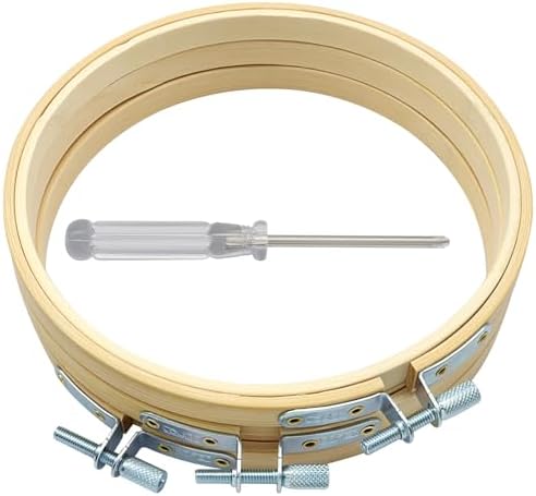 Unlorspy 5 Inch Circle Embroidery Hoops, Round Wood Bamboo, 6Pcs