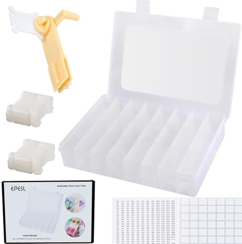 EPESL Embroidery Floss Organizer with 40 Bobbins & Winder