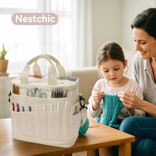Expandable Crochet Bag,Anti-Tangle Yarn Storage Organizer, Durable