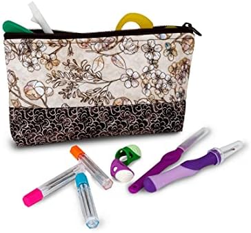 Dritz Medium Sewing Basket with Zippered Case, Neutral Floral