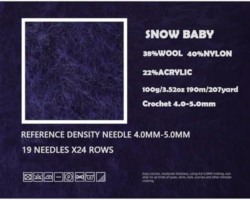 Snowbaby Wool Acrylic Blend Long Pile Yarn,(Worsted) Luxurious Fuzzy