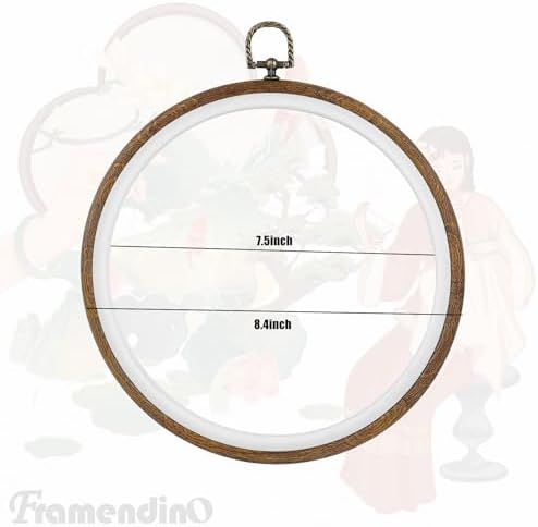 Framendino, 4 Pack Round Embroidery Hoops 8 Inch Imitated Wood Display