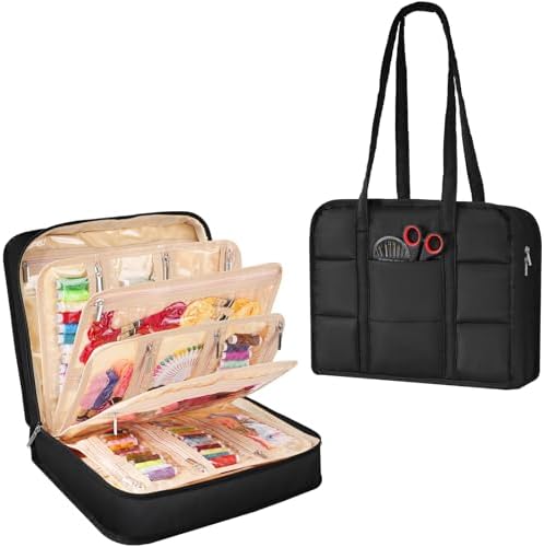 Hautton Sewing Craft Supplies Storage Tote, Large Capacity Organizer