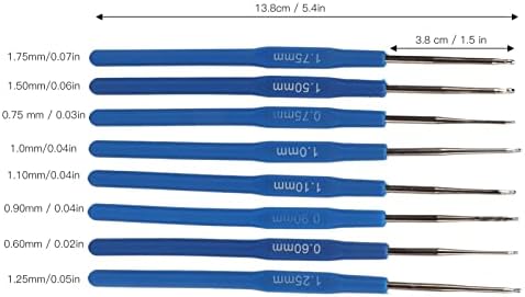 NDNCZDHC 8pcs Thin Crochet Hooks, 0.6mm to 1.75mm