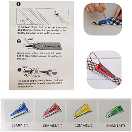 HONEYSEW Set of 15 Size Fabric Bias Tape Maker Tools Fabric Sewing