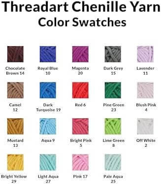 ThreadArt 5 Pack Chenille Yarn Set for Crochet, #5, Bright Colors