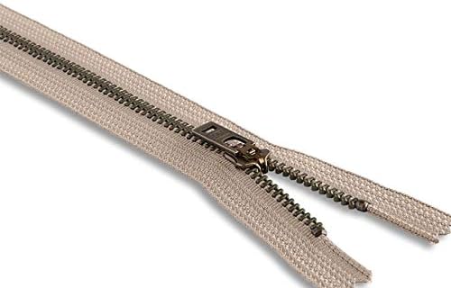 Zipper Antique Brass Jean Zipper 9" Color Khaki Zip for Sewing Craft