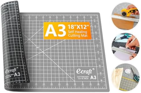 Ecraft Self Healing Cutting Mat 18x12 Inch A3, 5-Ply Double Sided