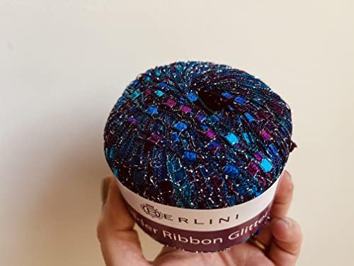 Berlini Ladder Ribbon Glitter Yarn - 50 Grams (1.75 Ounces), 142 Yards