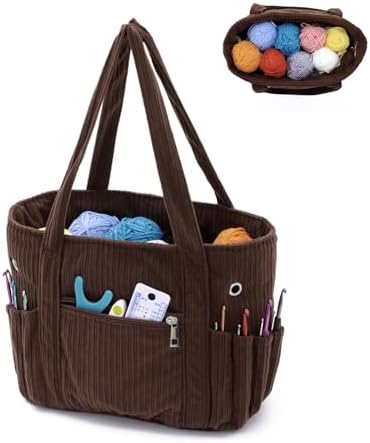 Freie Liebe Corduroy Crochet Bag and Tote, Large Yarn Bag with