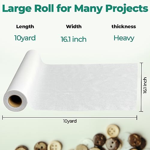 PLANTIONAL Heavy Weight Woven Cotton Fusible Interfacing,16.1" X10 Yd