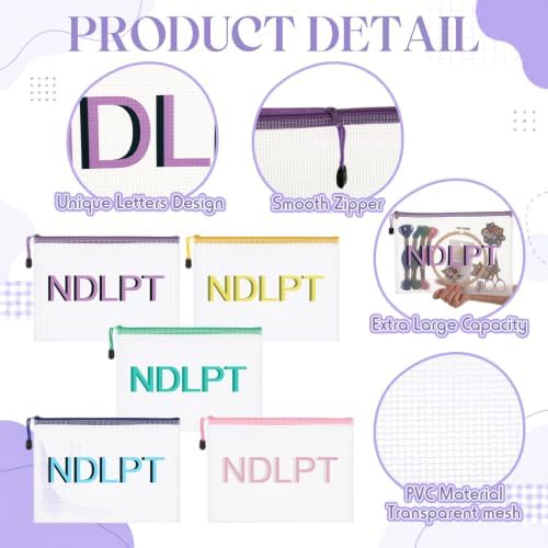 Sabary 5 Pcs Needlepoint Project Bag, Clear Mesh
