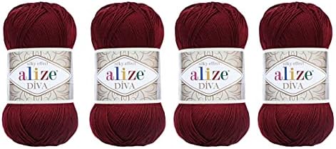 4 Balls Hand Knitting Yarn 100% Microfiber Acrylic Yarn Alize Diva