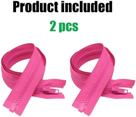 YaHoGa 2PCS 24 Inch #5 Separating Jacket Zippers Bulk for Sewing Rose