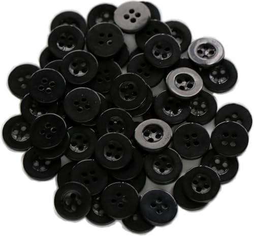 300pcs 1/2 Inch (12.5mm) Small Size Round 4 Holes Buttons Black Color
