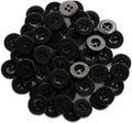 300pcs 1/2 Inch (12.5mm) Small Size Round 4 Holes Buttons Black Color