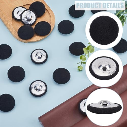 GORGECRAFT 1 Box 20Pcs Black Felt Buttons 1.28"(32mm) Round Fabric