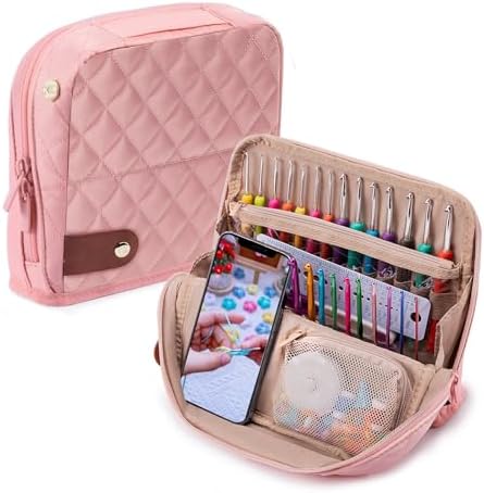 MYBAGZING Crochet Hook Case, Organizer for Hooks up to 7" &