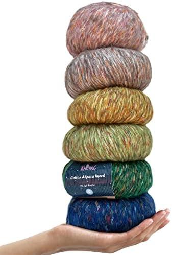 Cotton Alpaca Tweed DK Alpaca Yarn, 6-Pack (882Yds/300G), Forest Pack