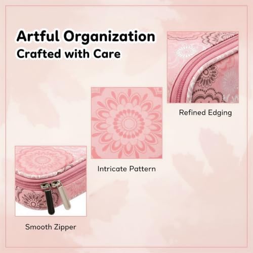 Pink Floral Crochet Hook Case, 9.1 x 6.7 in 600D Oxford Cloth Knitting