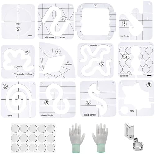 15Pcs/Set Quilting Rulers, Clear Acrylic Quilting Ruler Kit Includes