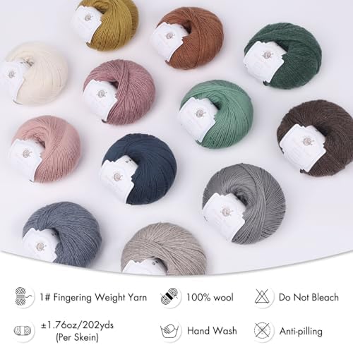 NICEEC 4 Skeins Soft Merino Wool Yarn- Blue Series