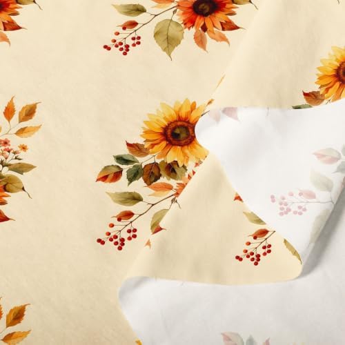 Feelyou Sunflower Leaf Yellow Cotton Fabric by The Yard 5 Yards Soft