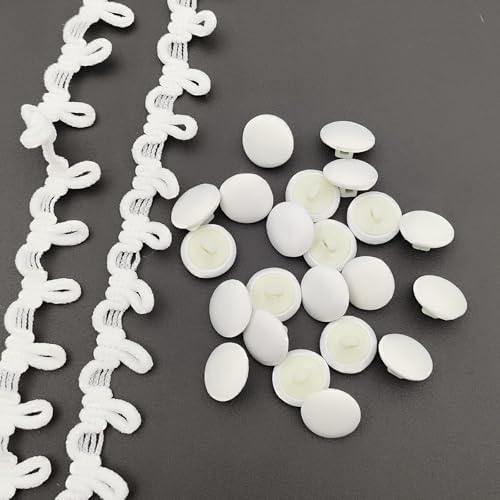 50pcs/Set Ivory Satin Fabric Cloth Covered Buttons with Shank and