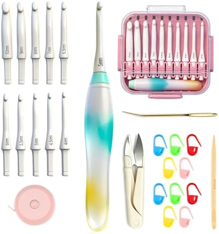Monipair Ergonomic Crochet Hook Set, 10 Sizes