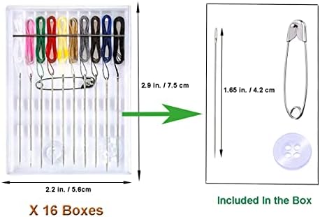 Y-Axis 16 Boxes Home and Travel Quick Fix Sewing Kit Pre Threaded