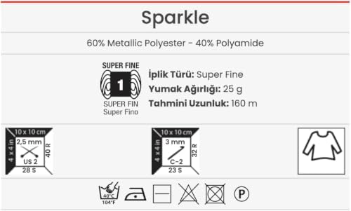 YarnArt Sparkle – Metallic Glitter Thread for Crochet, Knitting