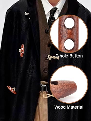 Watris Veiyi Wooden Toggle Buttons, 50PCS Oval Wood Buttons, 2.0x0.5in