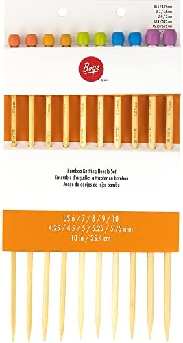 Boye 41-40046 Bamboo Single-Point Knitting Needle Set, US Sizes 6-10