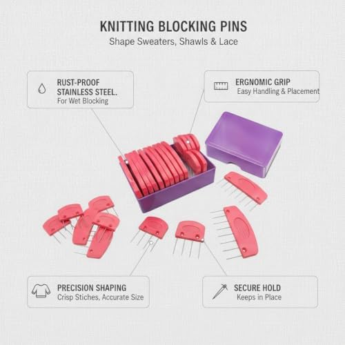 4.72 x 3.15 in Stainless Steel Knitting Blocking Pins for Shaping