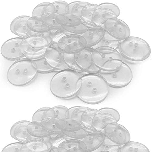 200PCS Clear Plastic Round Buttons, Resin Bread Buttons 2 Holes