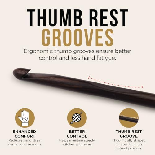 Lantern Moon Ebony Wood Single Ended Crochet Hook | US Size E (3.5mm)