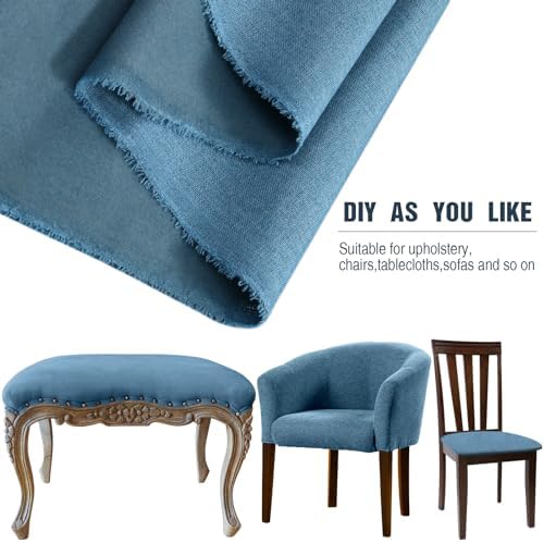 Grey Blue Faux Linen Fabric 57in x 3.3yd Upholstery Fabric by the Yard