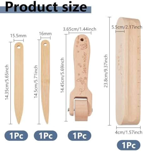 DICOSMETIC 4Pcs Wooden Tailors Clapper Set Set 9.4Inch/23.8cm Tailors