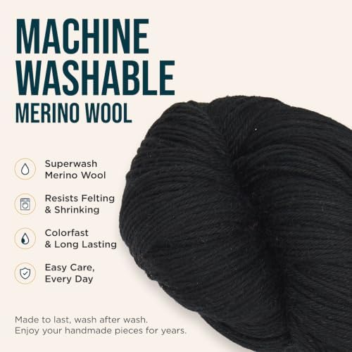 KnitPro Symfonie Fingering Weight Merino Wool Yarn 100g, Jet Black