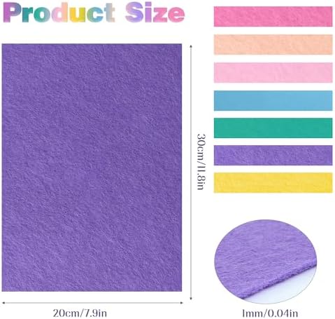 Felt Fabric Sheets 8 x 12 Inches, 21 PCS Pastel Felt Sheets for