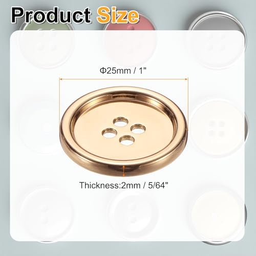 HARFINGTON 10pcs Metal Sewing Button, 25mm 4-Hole Round Suit Shirts