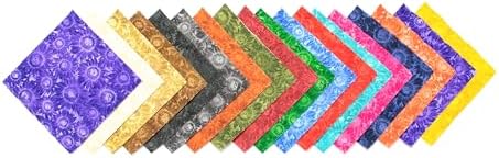 102-Piece Farm Flowers Pre-Cut 5" Fabric Charm Pack, 100% Cotton
