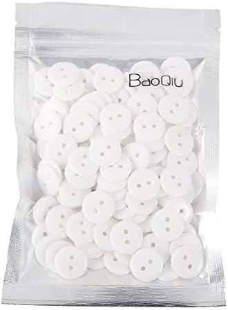 150Pcs 15mm White Two Hole Resin DIY Craft Sewing Buttons 5/8 Inch