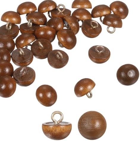 HARFINGTON 10pcs Wood Buttons 0.45" (11.5mm) Mushroom Type Domed Round