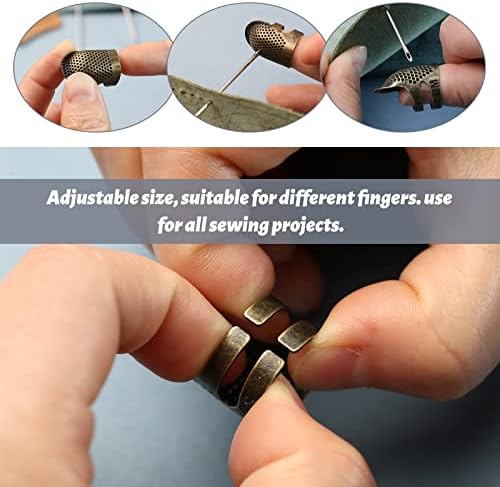 Yizzvb 8 Pcs Sewing Thimble, Leather Thimbles Metal Finger Protectors