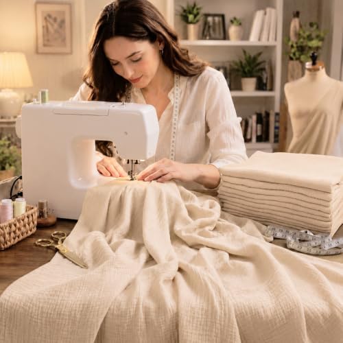 Irenare 100% Cotton Muslin Fabric 49 Inch x 5.5 Yards Fabric by The