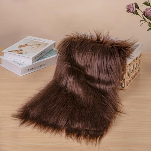 Brown Faux Fur Fabric by The Yard for Crafts 36" X 61" Inch Wide Furry