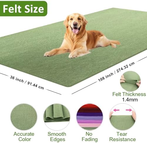 XSEINO Sage Green Large Felt Fabric 108" X 36 "(3 Square Yards)