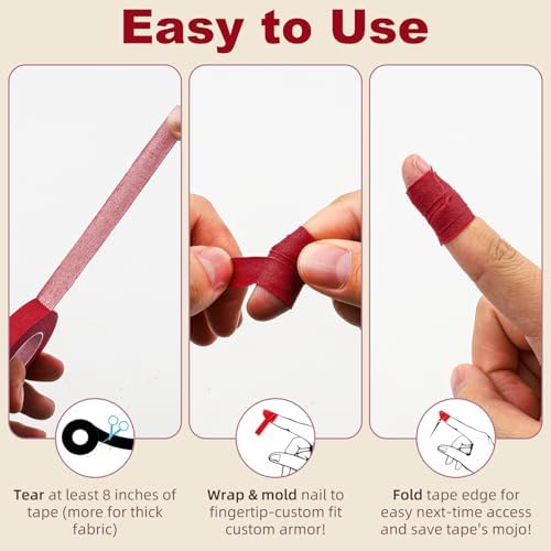6 Rolls Thimble Tape for Hand Sewing, Breathable Cotton Finger