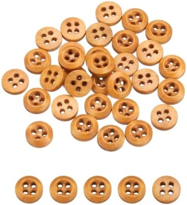 uxcell 80Pcs Wooden Buttons, 9mm(3/8") 4 Hole Round Wood Sewing Button